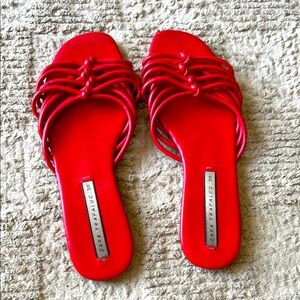 Zara Red Strappy Slide Sandals - Women's